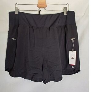 Baleaf Black Athletic Running Shorts with Side Zipper Pockets